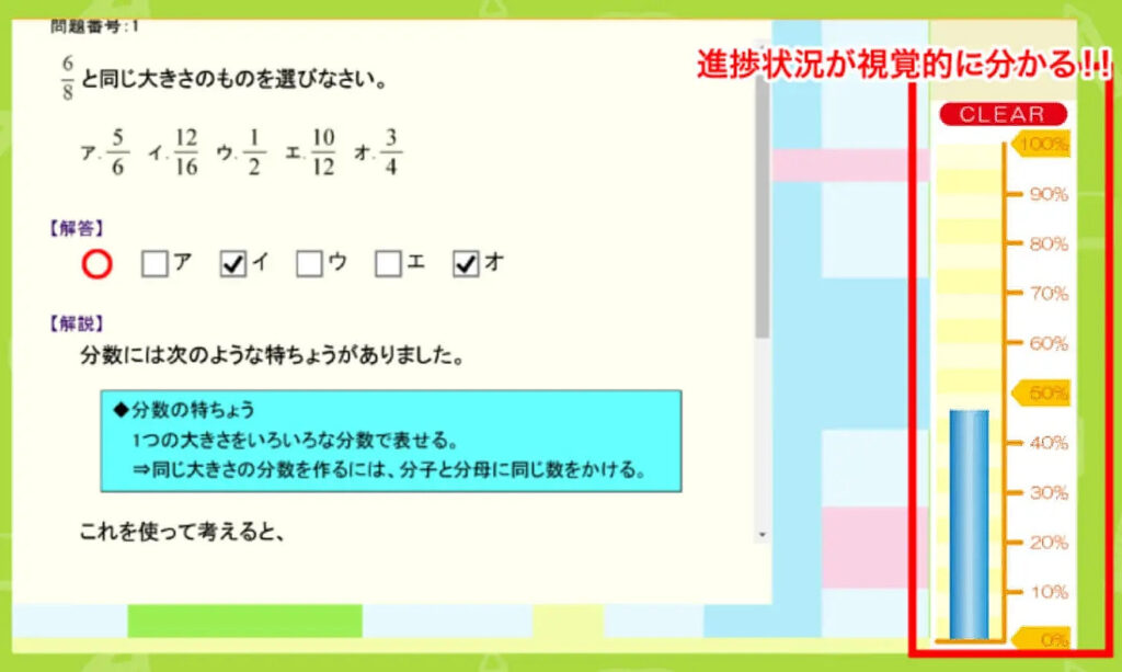 すららは進捗状況が視覚的に分かる