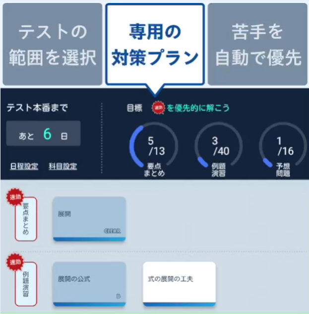 定期テスト対策プランを自動作成