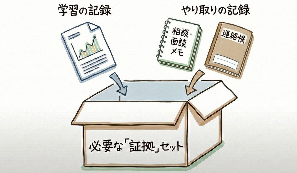 学習の記録とやり取りの記録を一ヵ所にまとておく